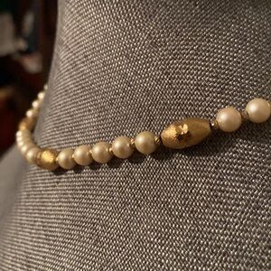 Napier Faux Pearl Gold Tone Beaded Necklace